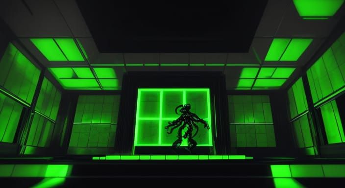 Trapped in a Liminal Space, Neon Green Tiled Room