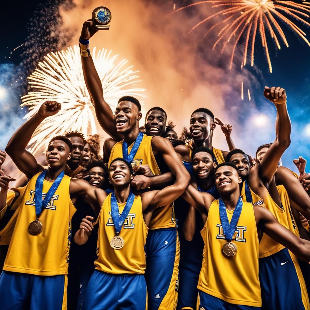 Basketball Team Celebrates Championship Victory