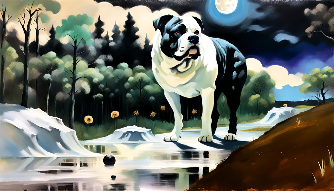 Surreal Bulldog Prayer at Drive-In Theater