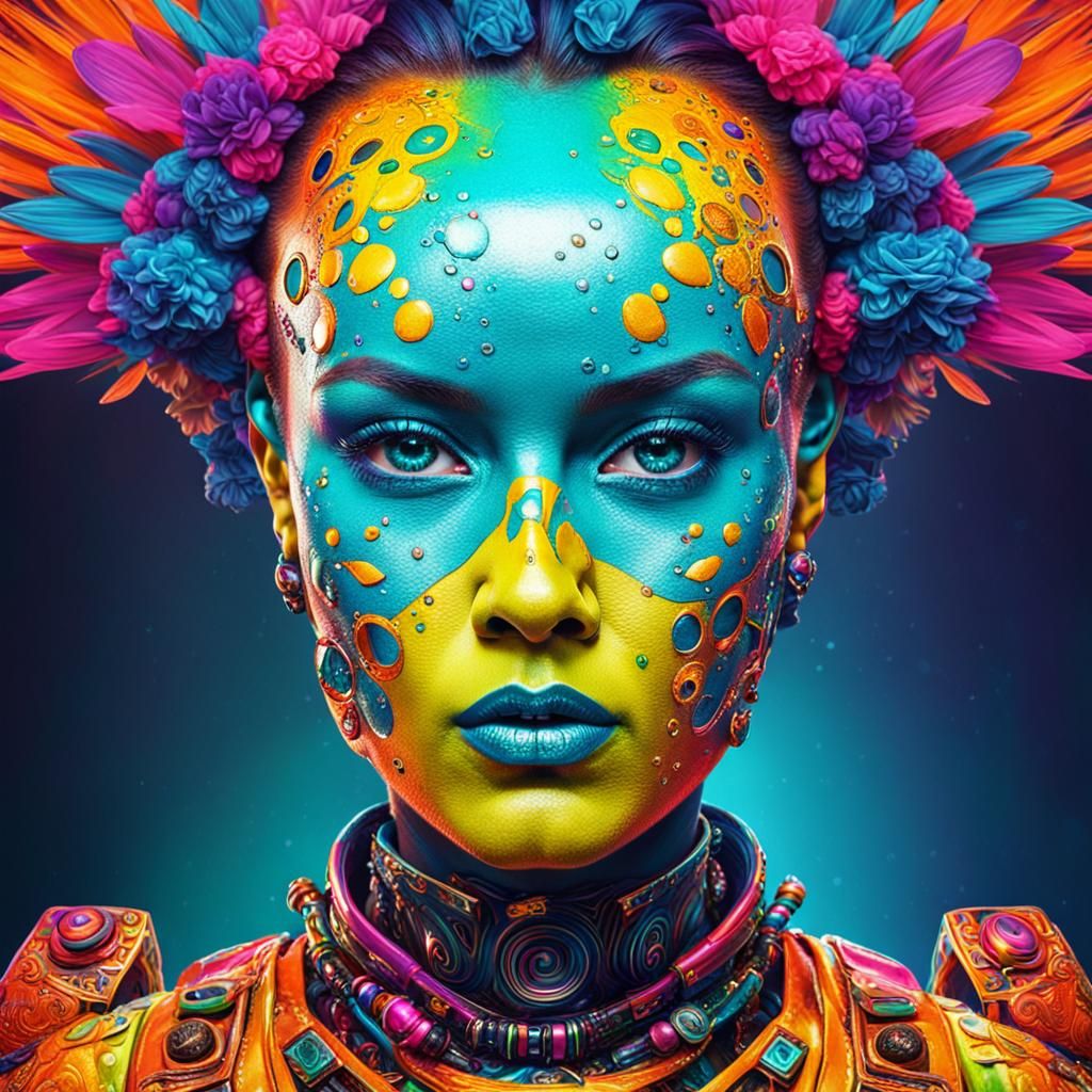 Biopunk Woman in Vibrant Colors