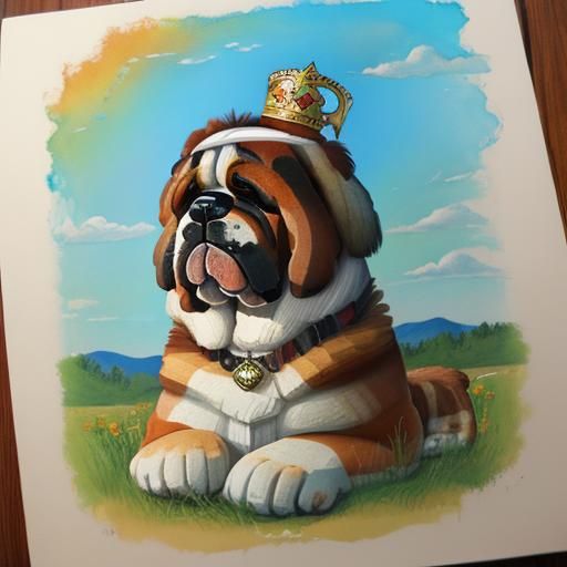 Alcohol Ink Illustration of a Saint Bernard Dog