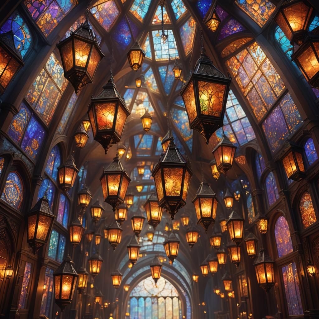 Stained Glass Lanterns in Forged Frames