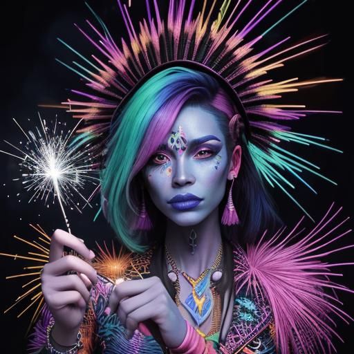 Neon Pop Art Witch Doctor's Jungle Dance