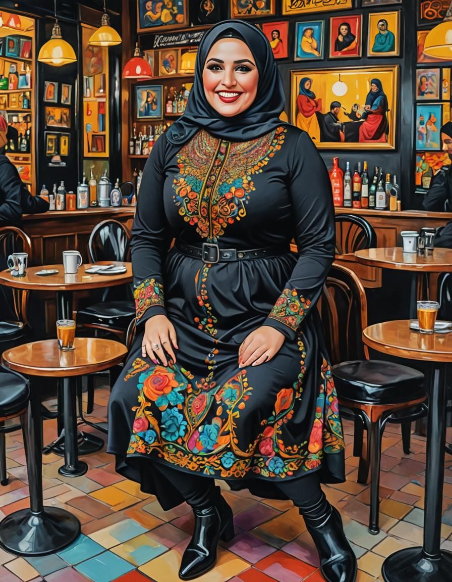 Psychedelic Pop Art Portrait of Middle Eastern Woman