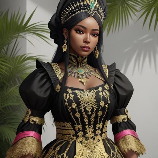 Colombian Beauty in Exotic Dress: Hyperrealistic Portrait