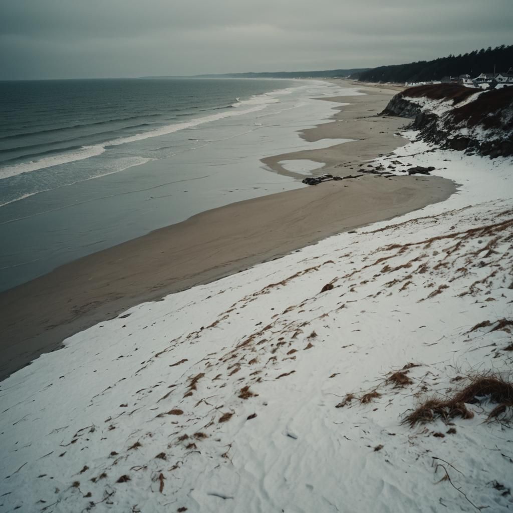 Winter Beach Cinematic Film Still