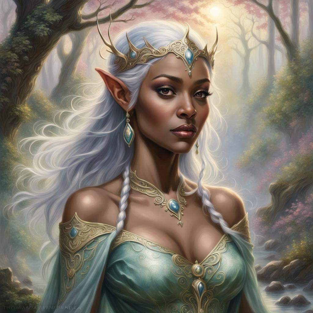 Storm as Elven Queen in Ethereal Fantasy Style