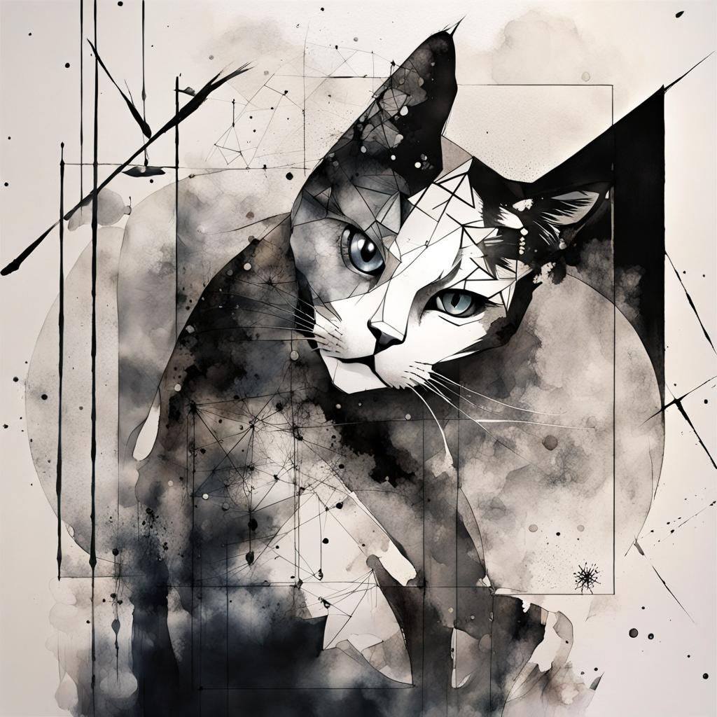 Cat and Moon Ink Fusion Character Concept