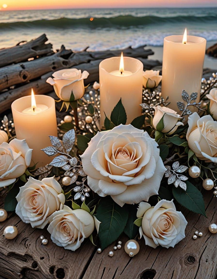 Hyperrealistic Floral Still Life with White Roses