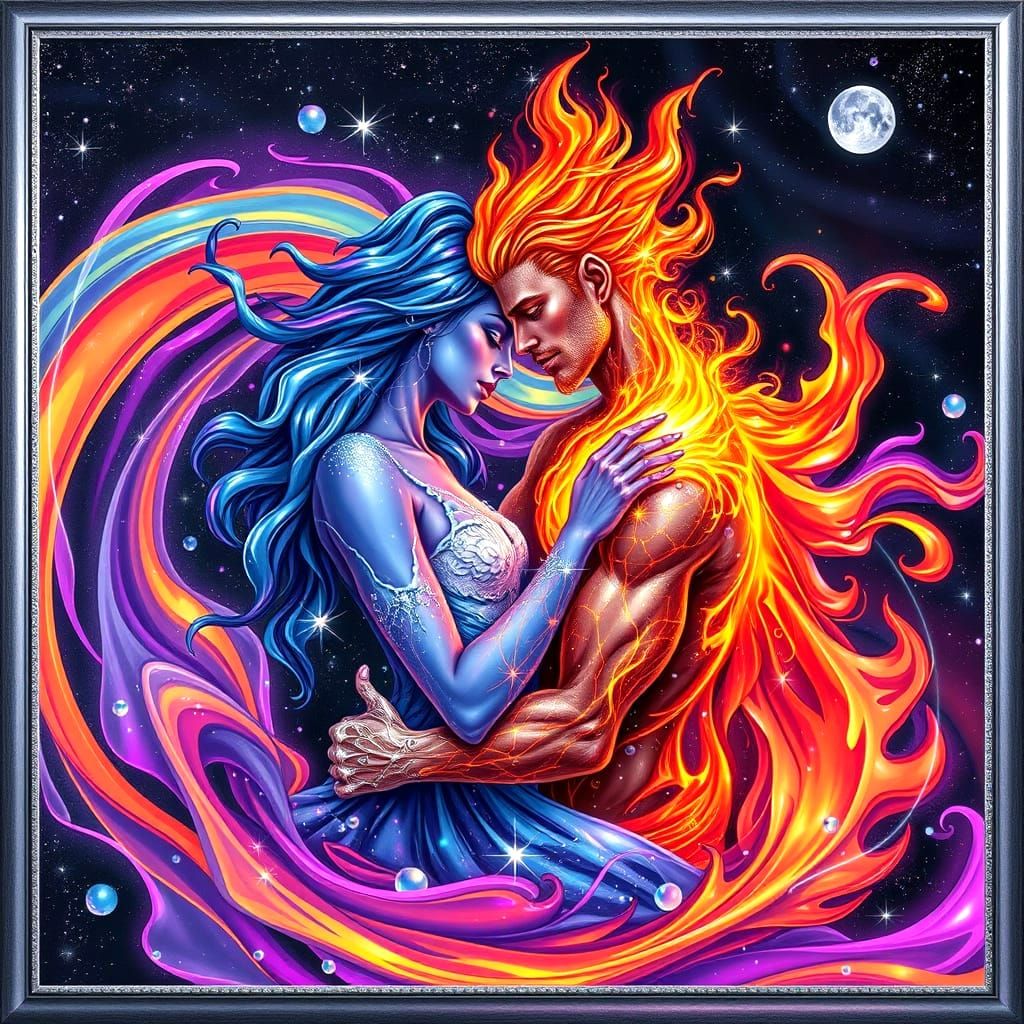 Sonne und Mond - Feuermann und Wasserfrau - the daily galactic adventure - Tag und Nacht - Rune Dagaz, Lemniskate