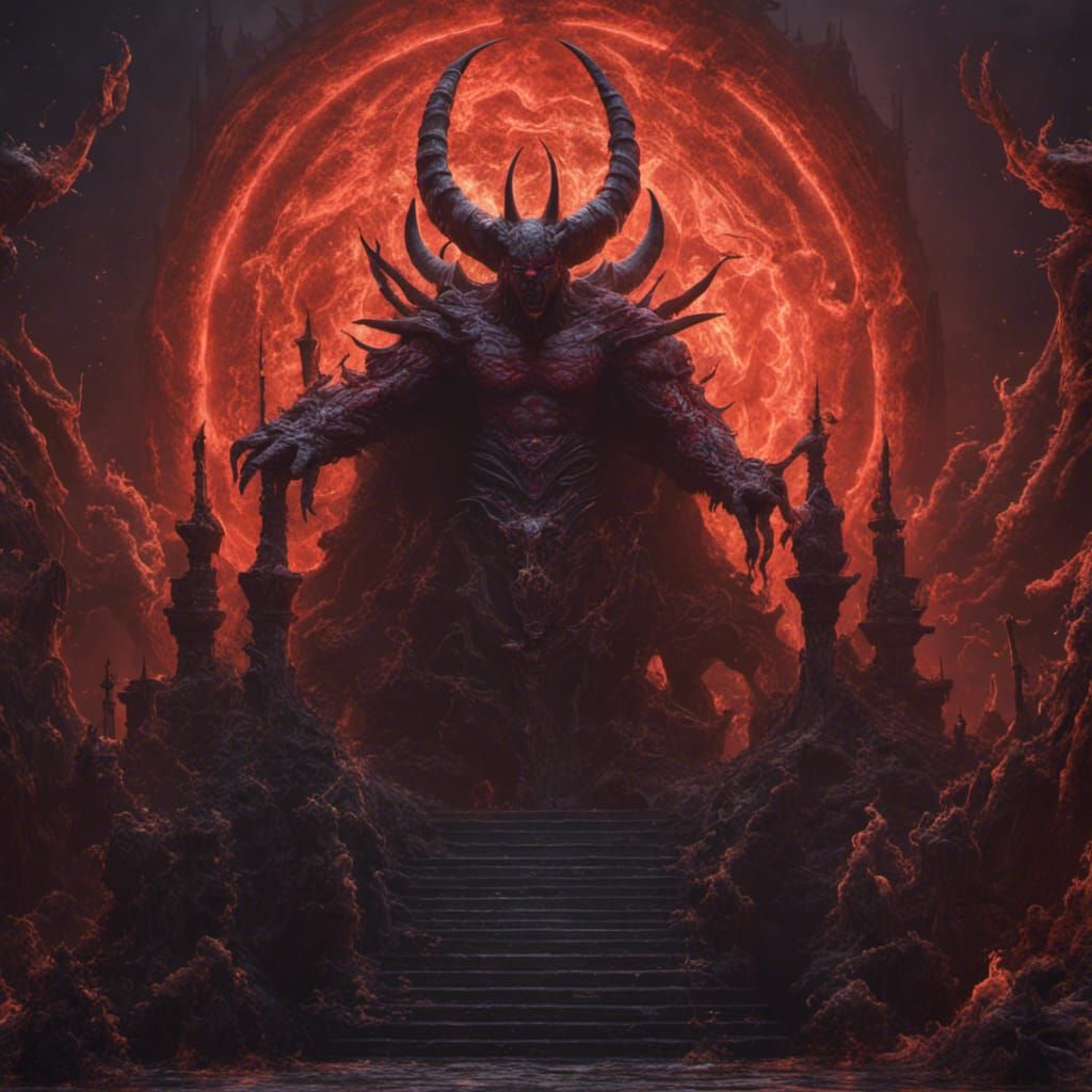 Detailed Matte Painting of Satan in Deep Color