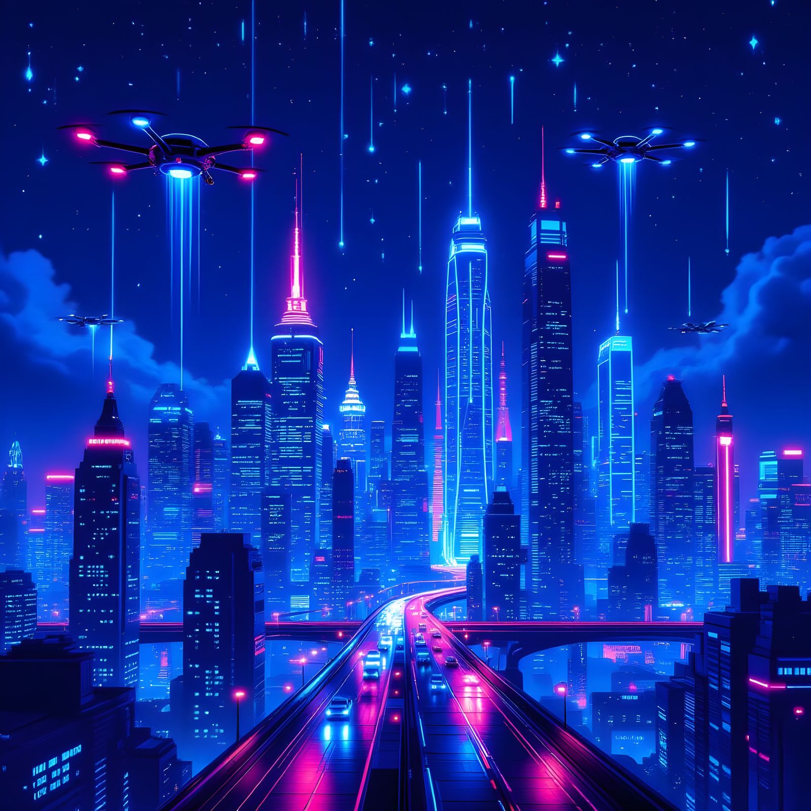 Futuristic Smart City at Night in Ultra-Detailed 4K