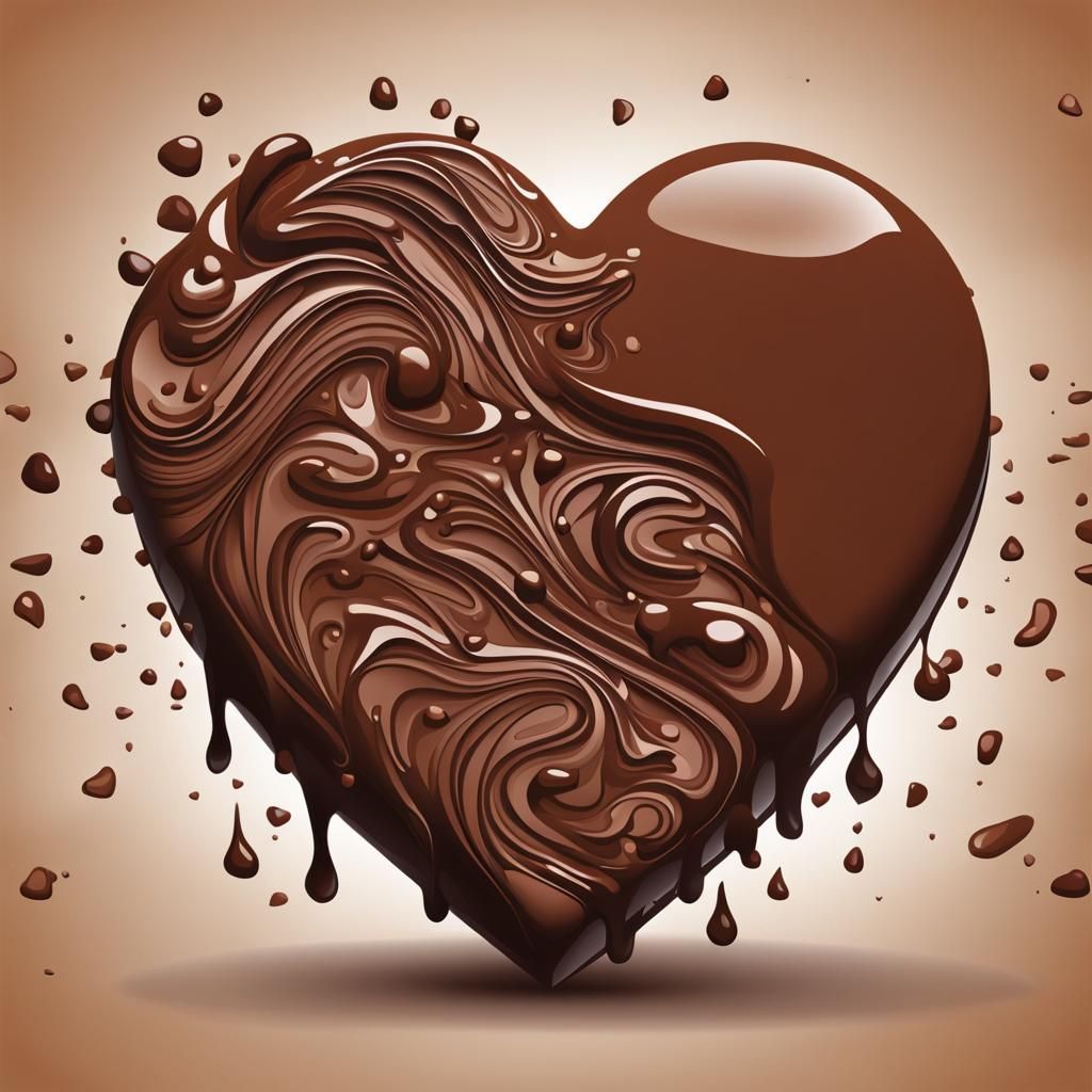 Melting Chocolate Heart: Abstract Vector Art