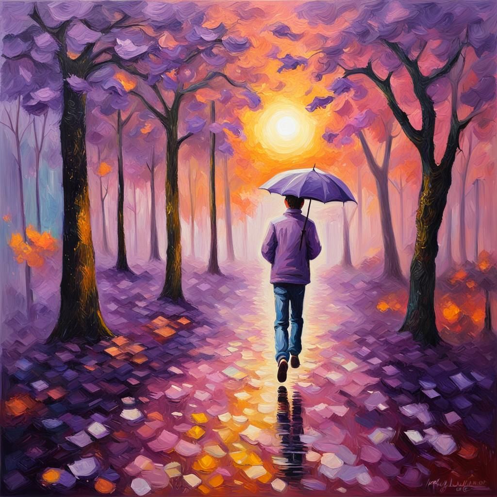 Nostalgic Youth in Neo-Impressionist Expressionist Style