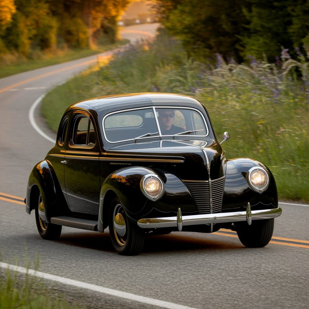 Black 1942 Model Ford 2GA