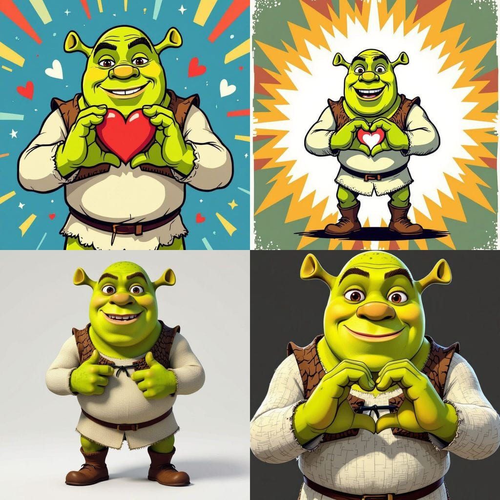 Shrek Cartoon Style Heart Hands Full Body