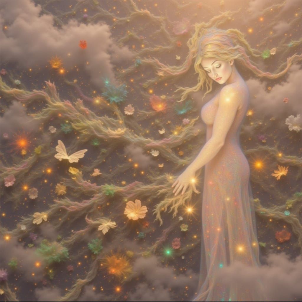 Ethereal Portrait in Vibrant Surrealist Style