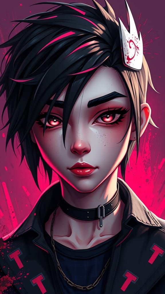 Cyberpunk Goth Portrait in Triadic Colors