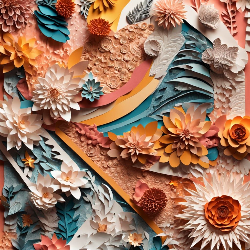 Paper Artist Creating Collage with Intricate Cutouts