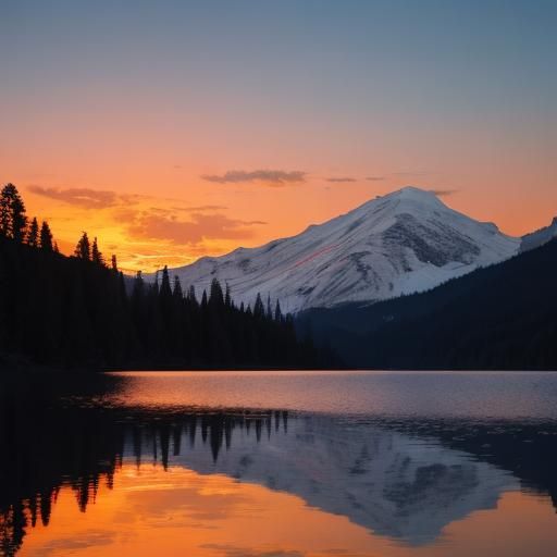 Picturesque Sunset Reflections on a Calm Lake
