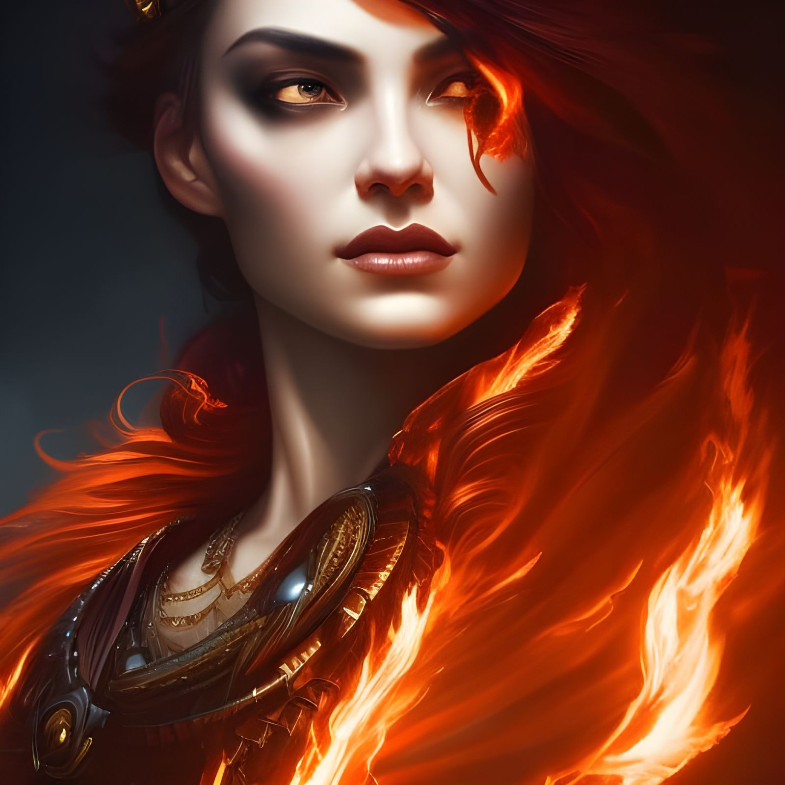 Fire King Portrait in Dark Fantasy Style