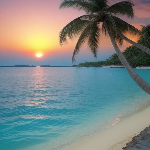 Tropical Oasis Island at Sunrise