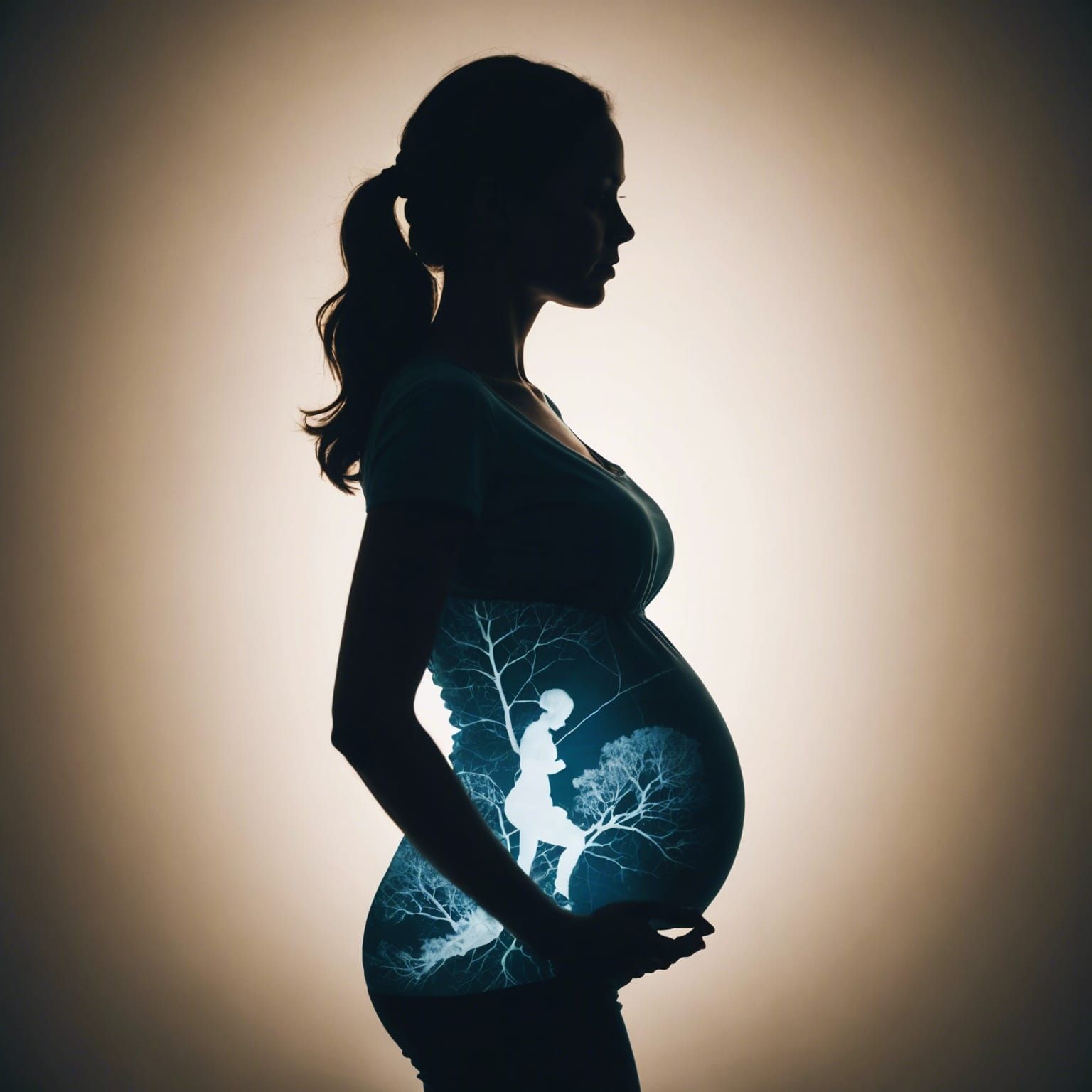 Pregnant Silhouette with Ultrasound Double Exposure