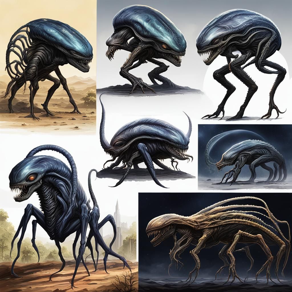 Alien Lifeforms on an Exoplanet: Technical Illustration