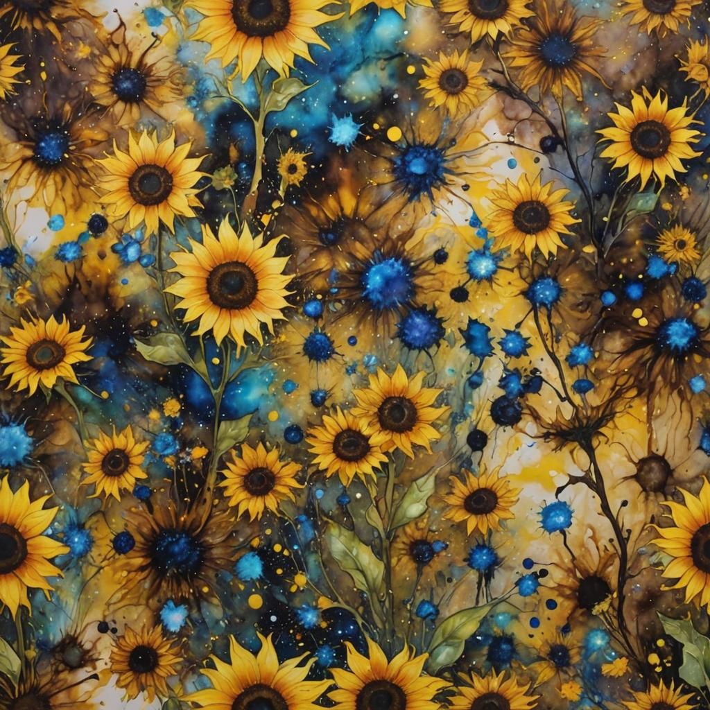 Exploding Star in Spring Garden with Alcohol Inks