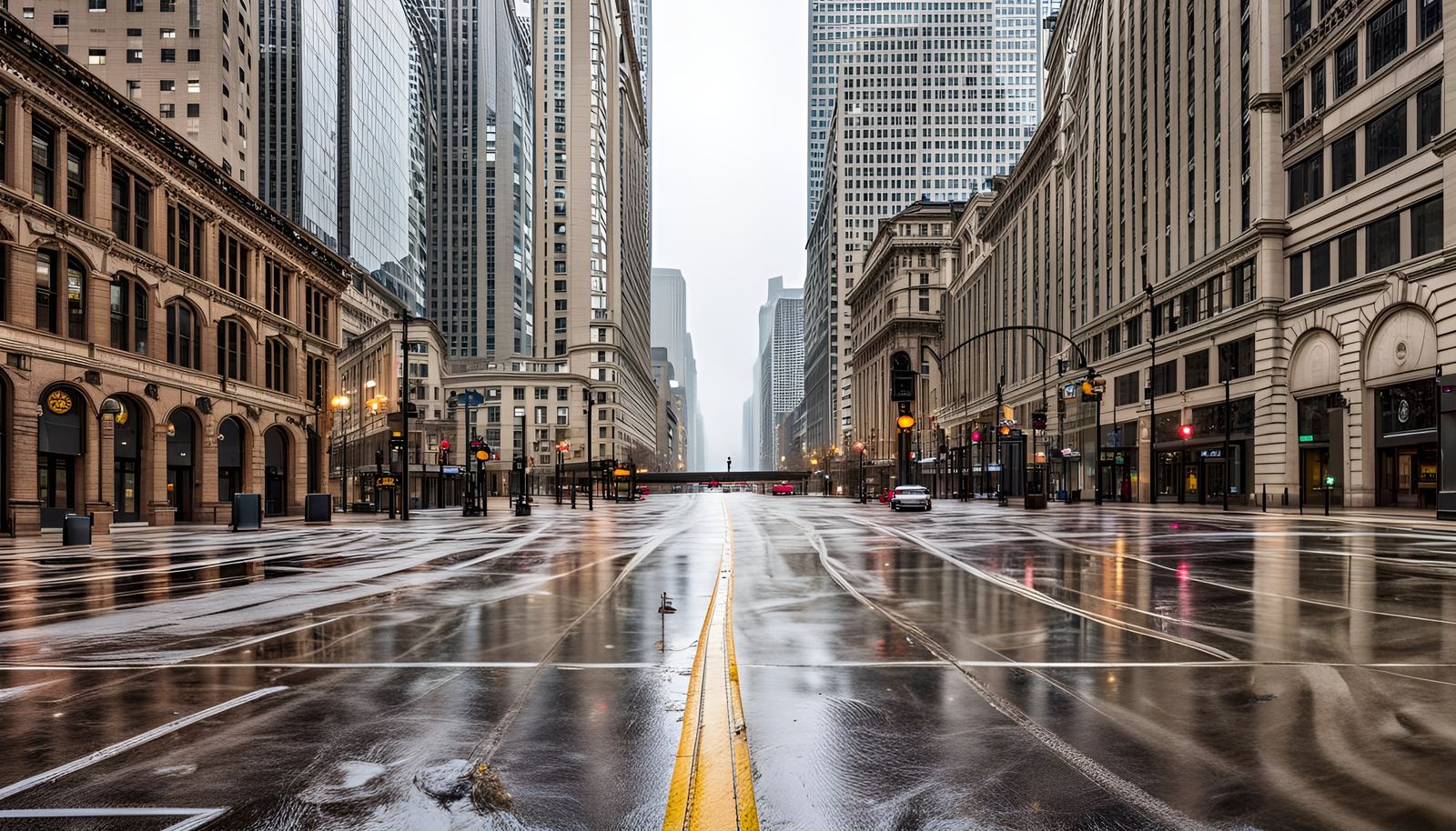 Rainy Day in Chicago's Downtown Loop
