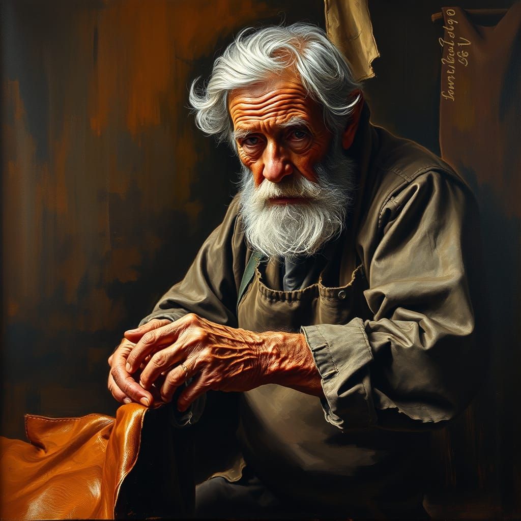 Leather Tanner in Richly Detailed Oil Painting