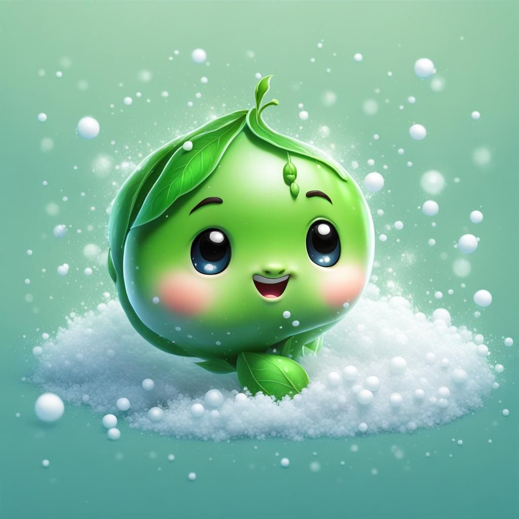 Cute Chibi Snow Pea with Face in Splash Art