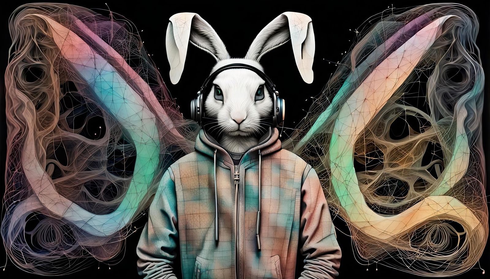 Confused Rabbit in Pastel Piercing Grunge Style