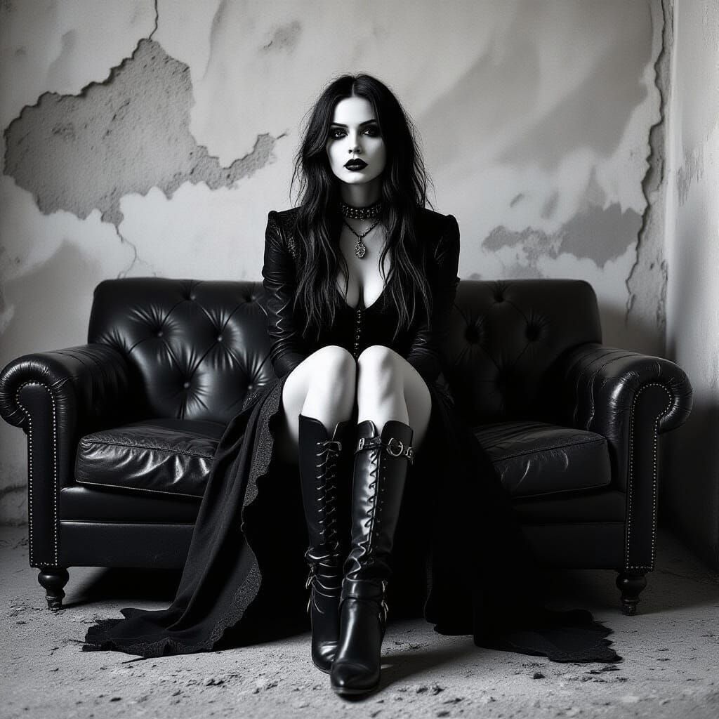 Goth Art Mural Photography in Black and White