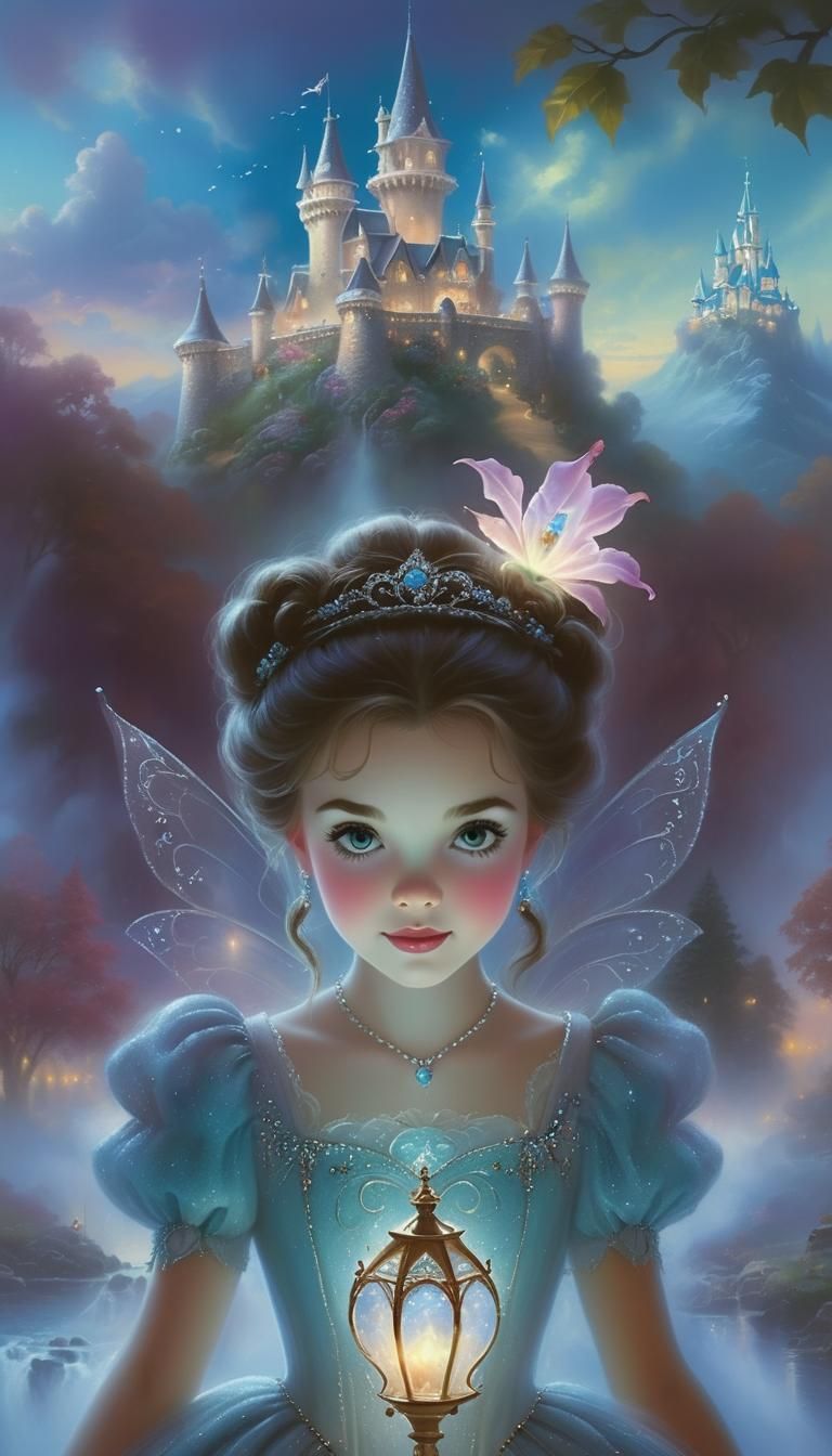 Glamorous Princess in Ethereal Fantasy Scenery