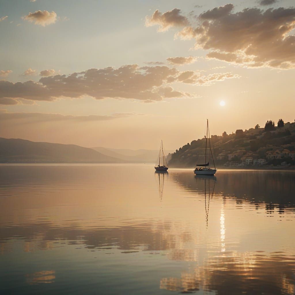 Dreamy Morning on the Sea of Galilee in Impressionist Style