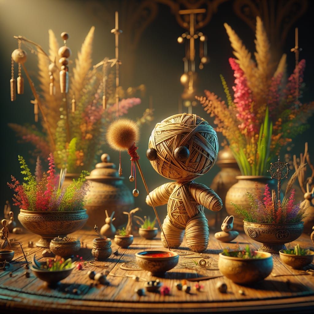 Fantasy Voodoo Doll Matte Painting in 8k