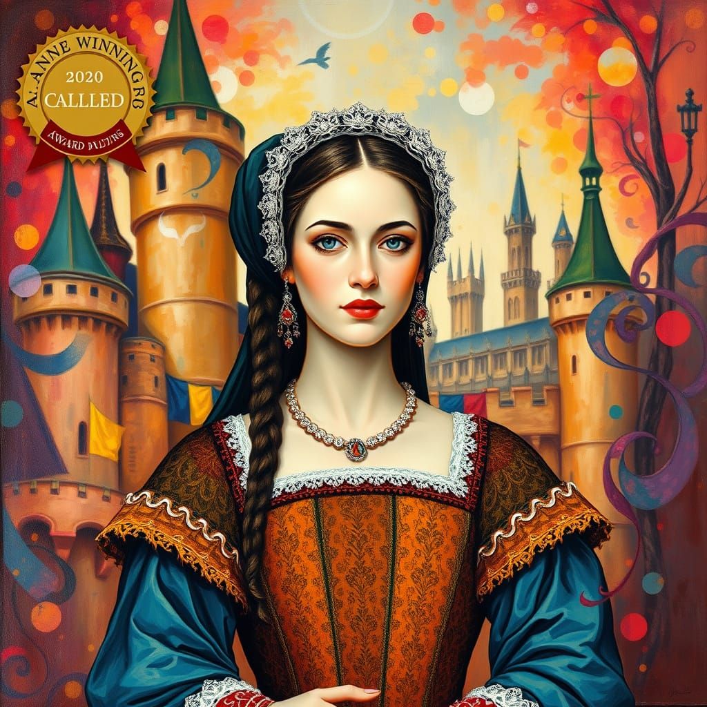 Anne Boleyn in Neo-Impressionistic Tudor Portrait