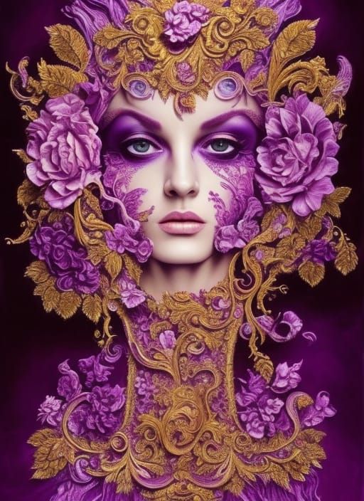 Purple , stunning, Female , Tempera Paint