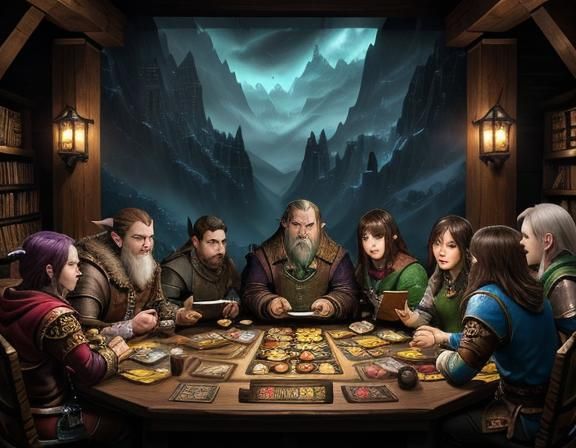 Fantasy RPG Game Night With Wizard and Friends