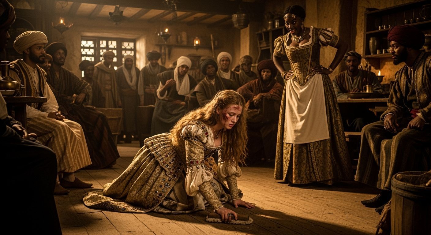 Queen Anna of Spain in Algerian Tavern, Rembrandt Lighting