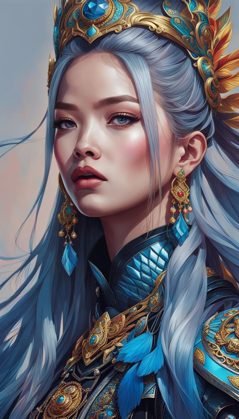 Warrior Queen Portrait in High Fantasy Style