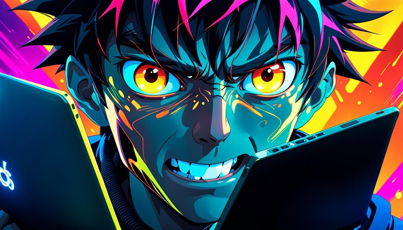 Frantic AI Designer Hides Screen in Anime Cartoon