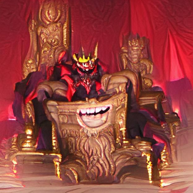 Demon King Grinning on Throne