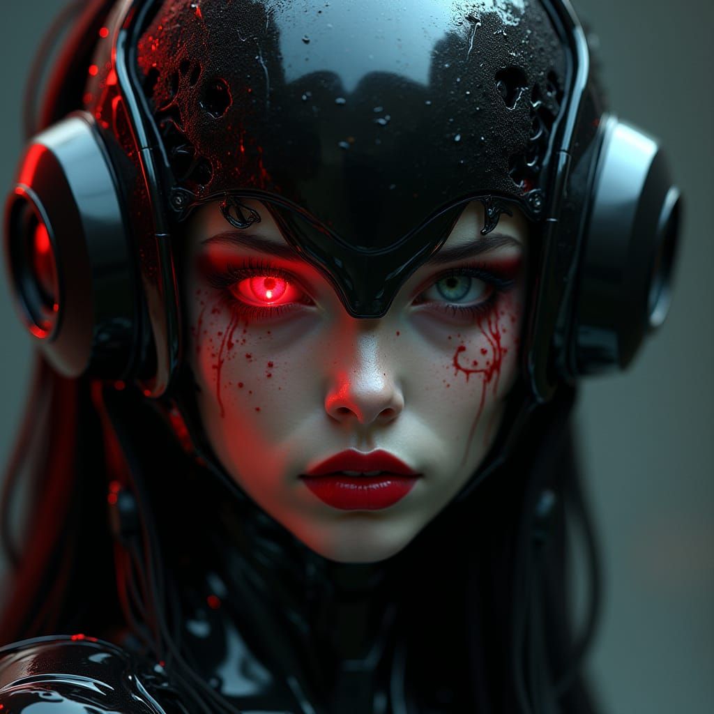 Surreal Oracle of the Red Glare in Dark Techno Divinity