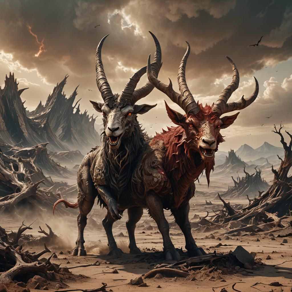 Apocalyptic Beast in Barren Wasteland: Matte Painting