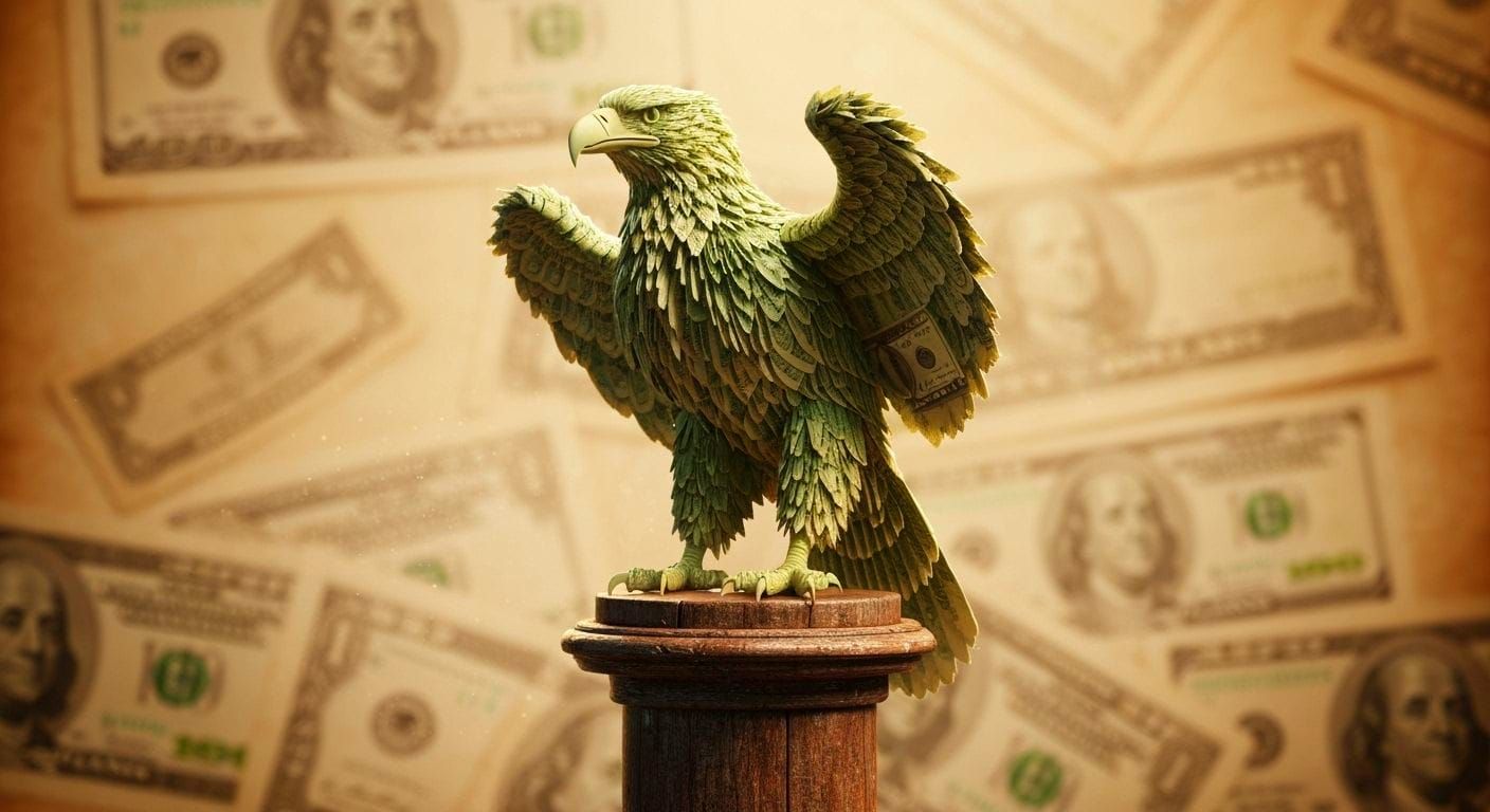 Eagle Sculpture Made of USD Paper Currency