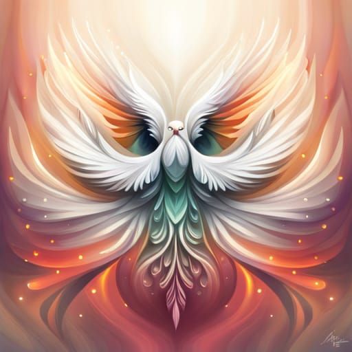 Floral Phoenix Bird with Fractal Details