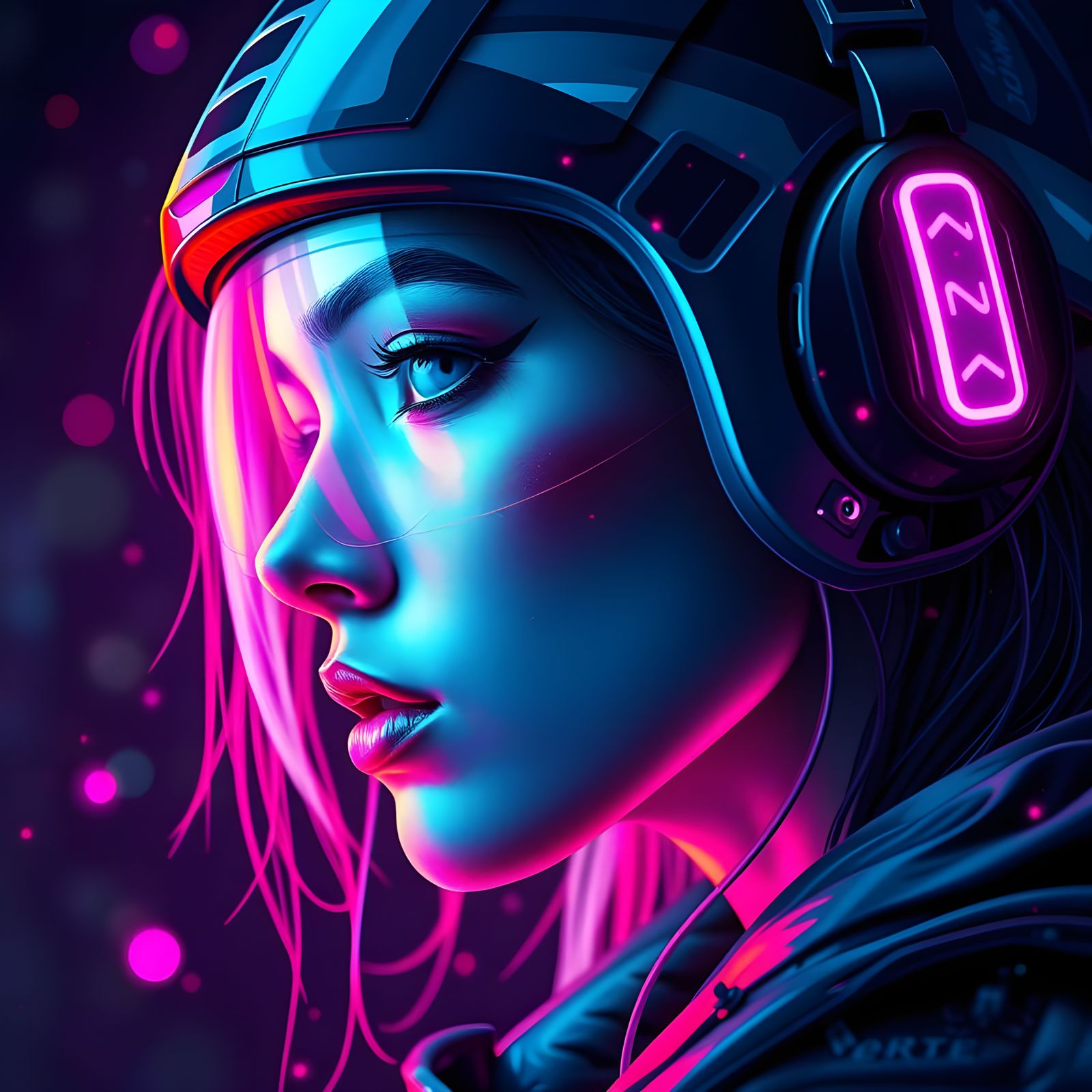 Glowing Seattle Seahawks Fan Girl in Cyberpunk Hyperrealism