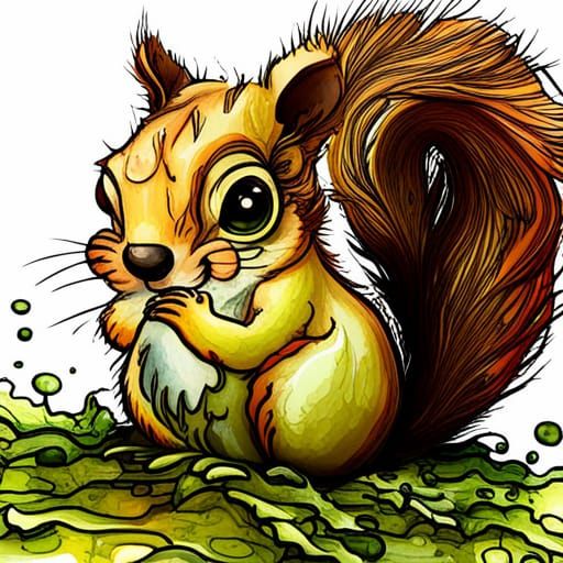 Adorable Chibi Squirrel Close-Up, 3D Digital Art